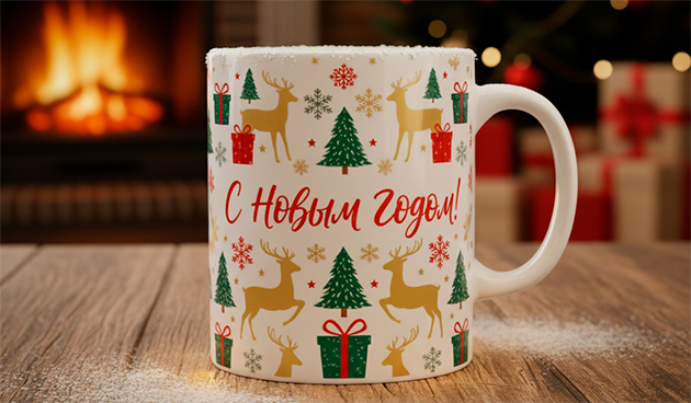 Кружка с новогодним принтом