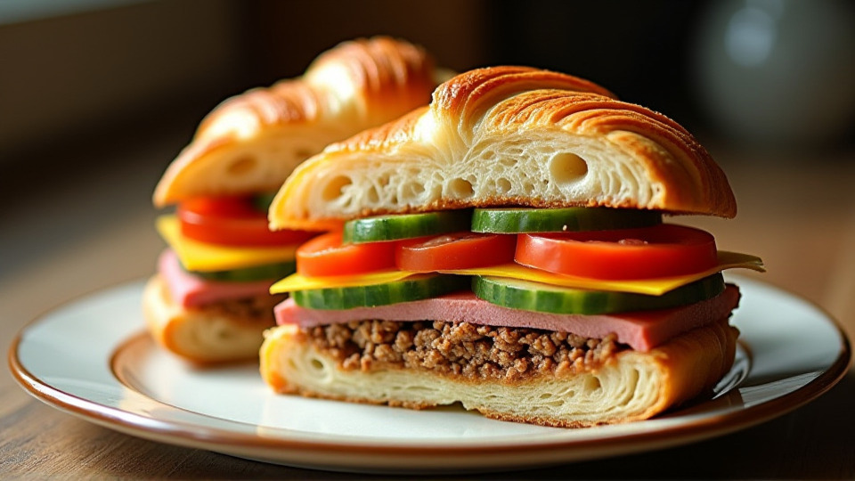 Круассаны с фаршем и овощами