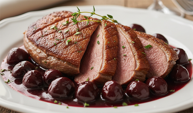 Утиная грудка с вишневым соусом