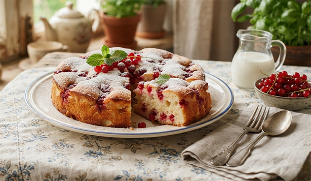 Шарлотка со смородиной