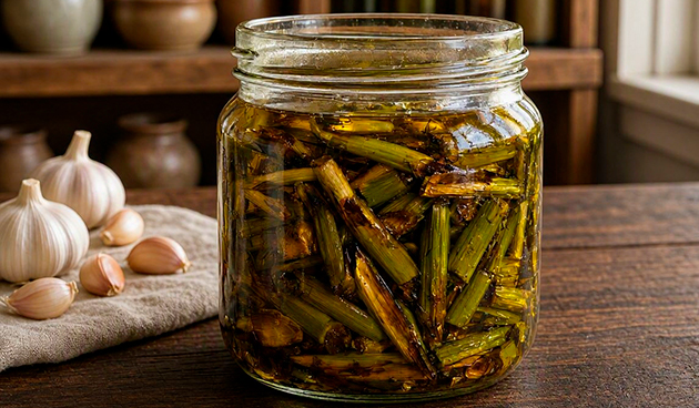 Жареный чеснок (стрелки) на зиму