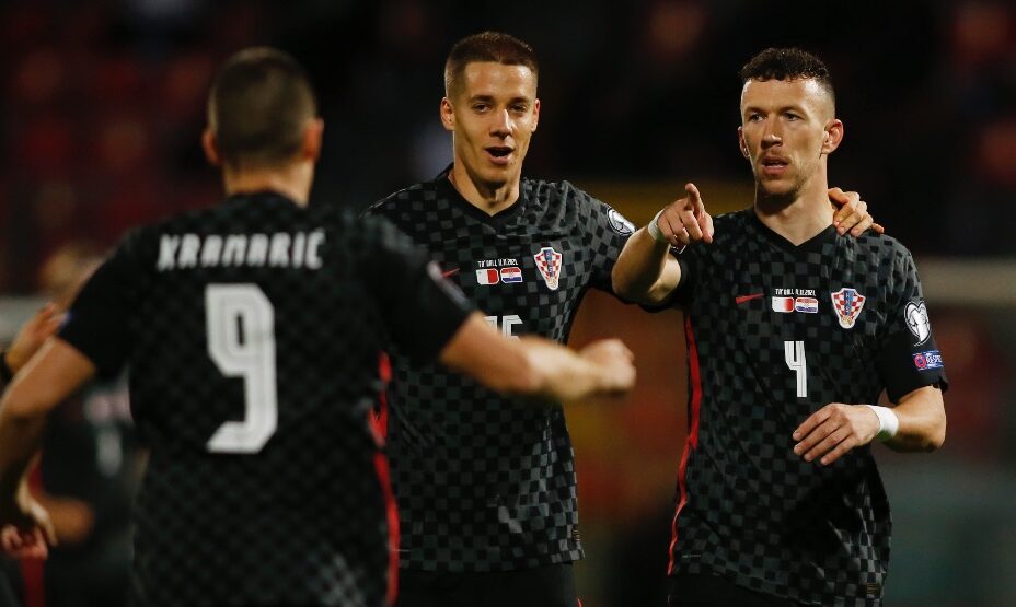 Игроки сборной Хорватии в матче с Мальтой