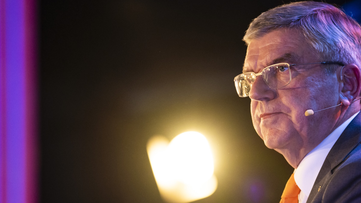 06 November 2023, Baden-Wьrttemberg, Stuttgart: Thomas Bach, IOC President, sits on a stage during the