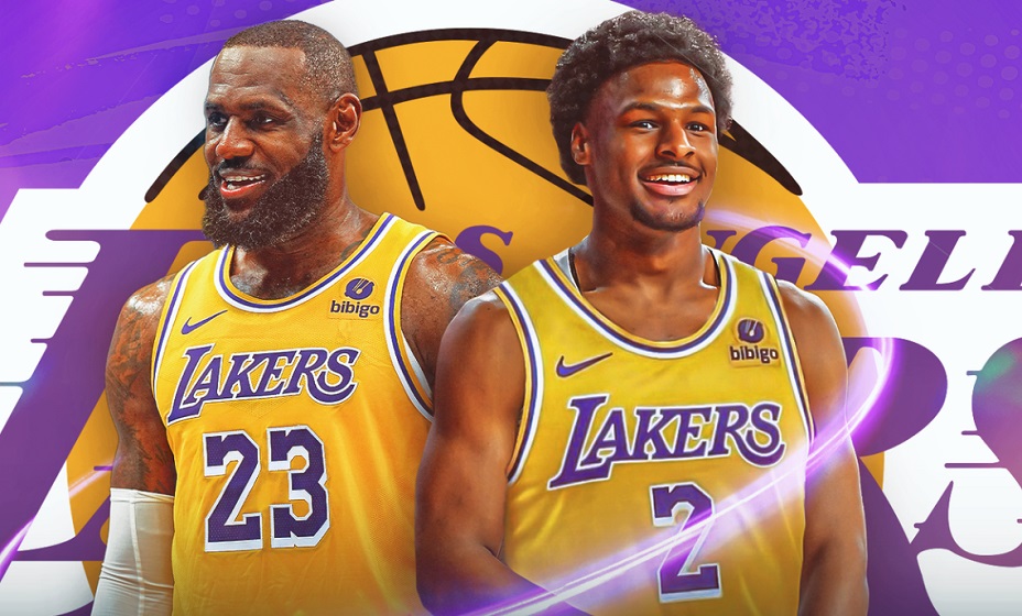 Леброн и Бронни Джеймсы стали первым дуэтом отца и сына в истории НБА. Фото: Fox Sports